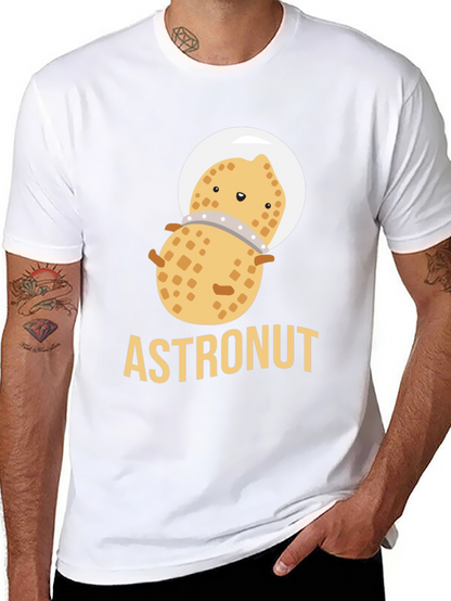 Astronaut Peanut Graphic T-Shirt - Black Cotton Tee