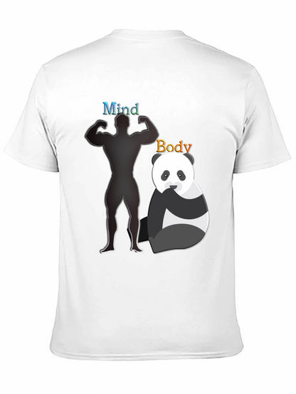 Mind and Body T-Shirt - Panda and Gym Design