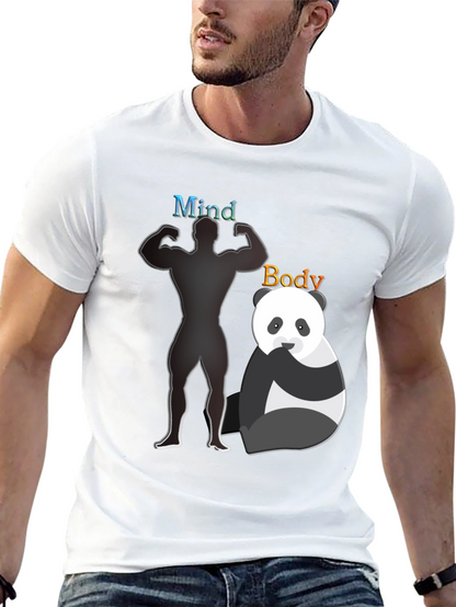 Mind and Body T-Shirt - Panda and Gym Design