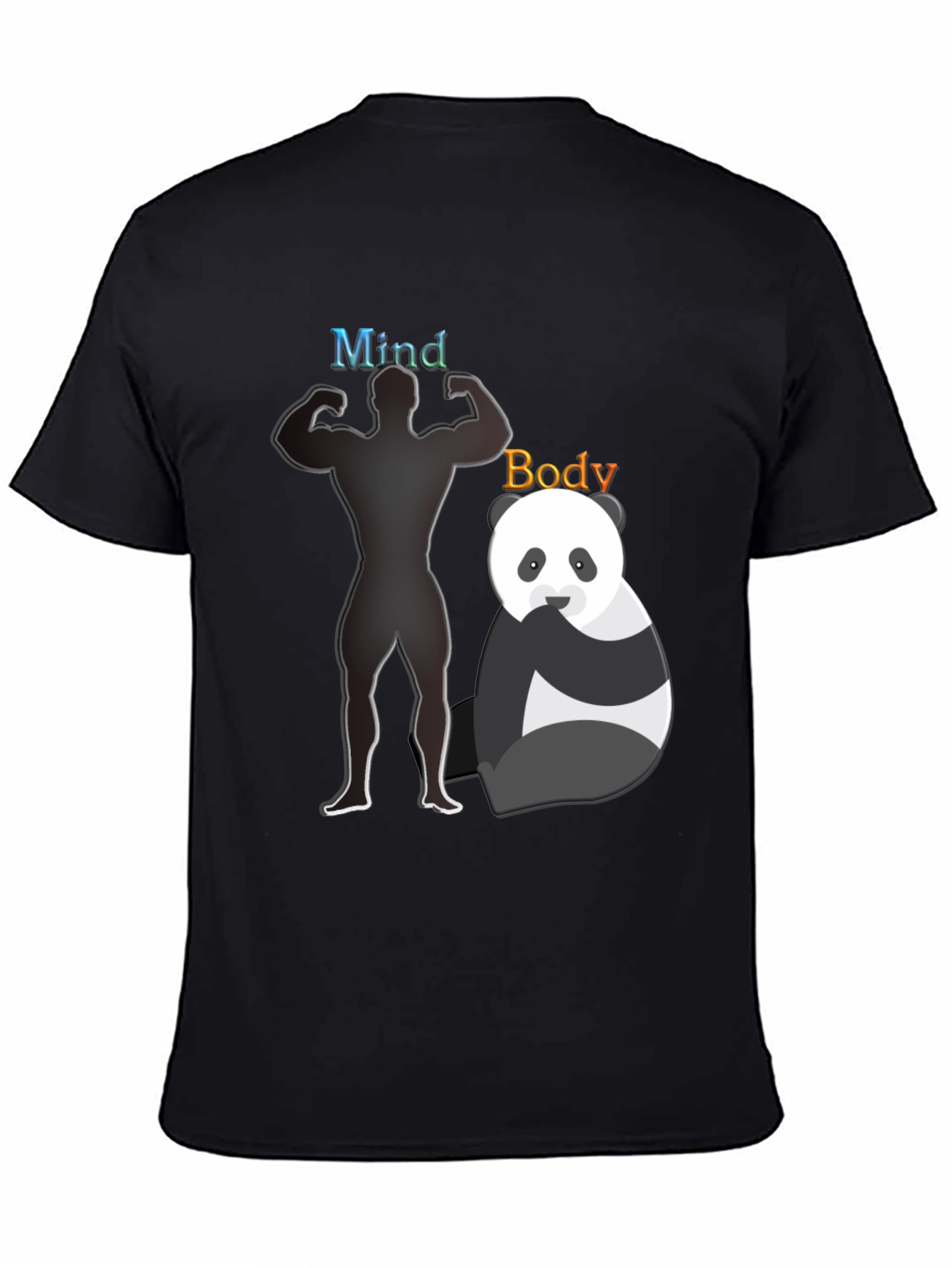 Mind and Body T-Shirt - Panda and Gym Design