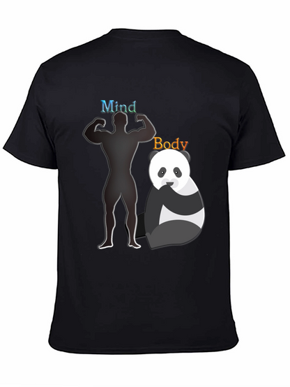 Mind and Body T-Shirt - Panda and Gym Design