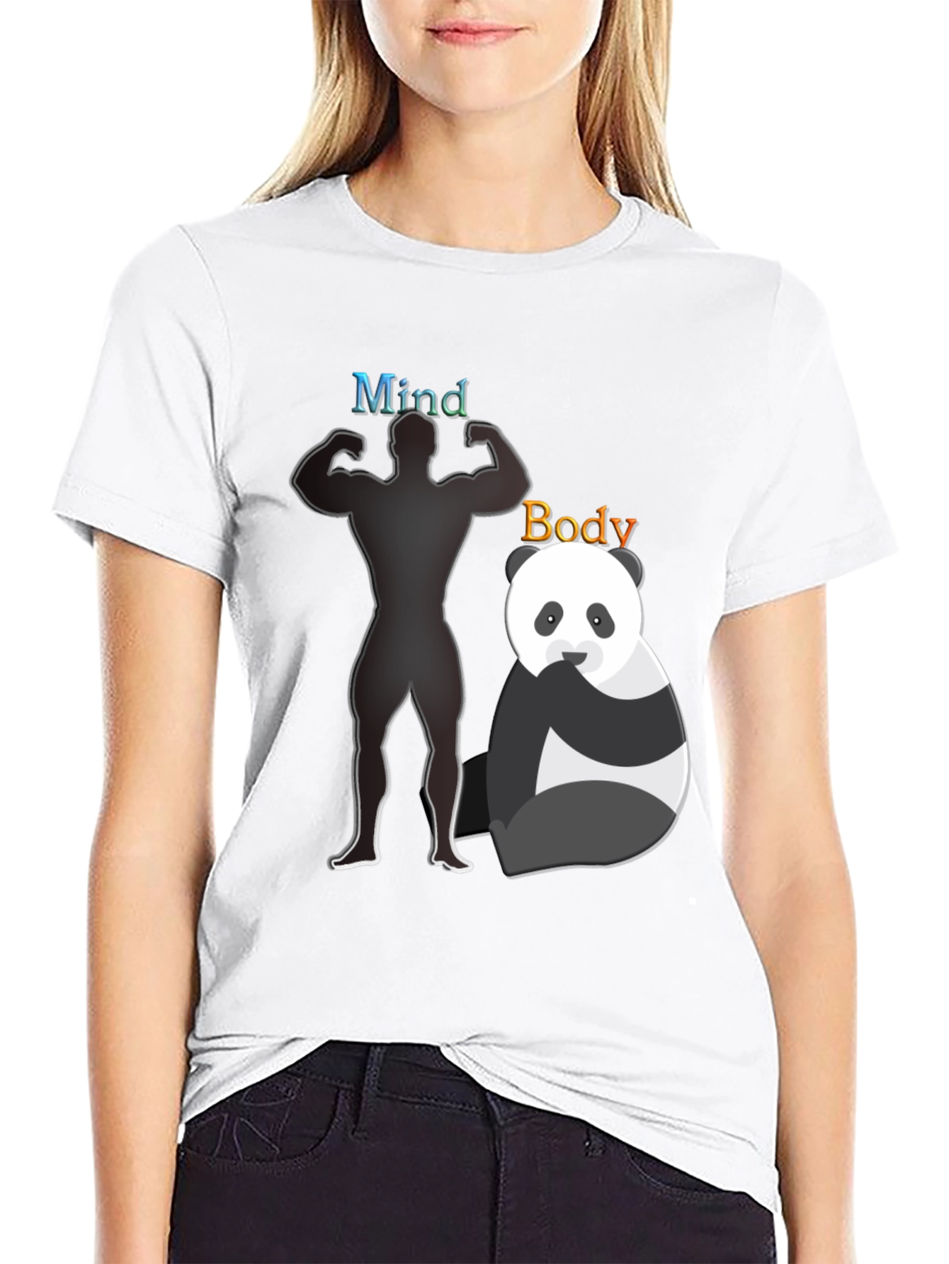 Mind and Body T-Shirt - Panda and Gym Design