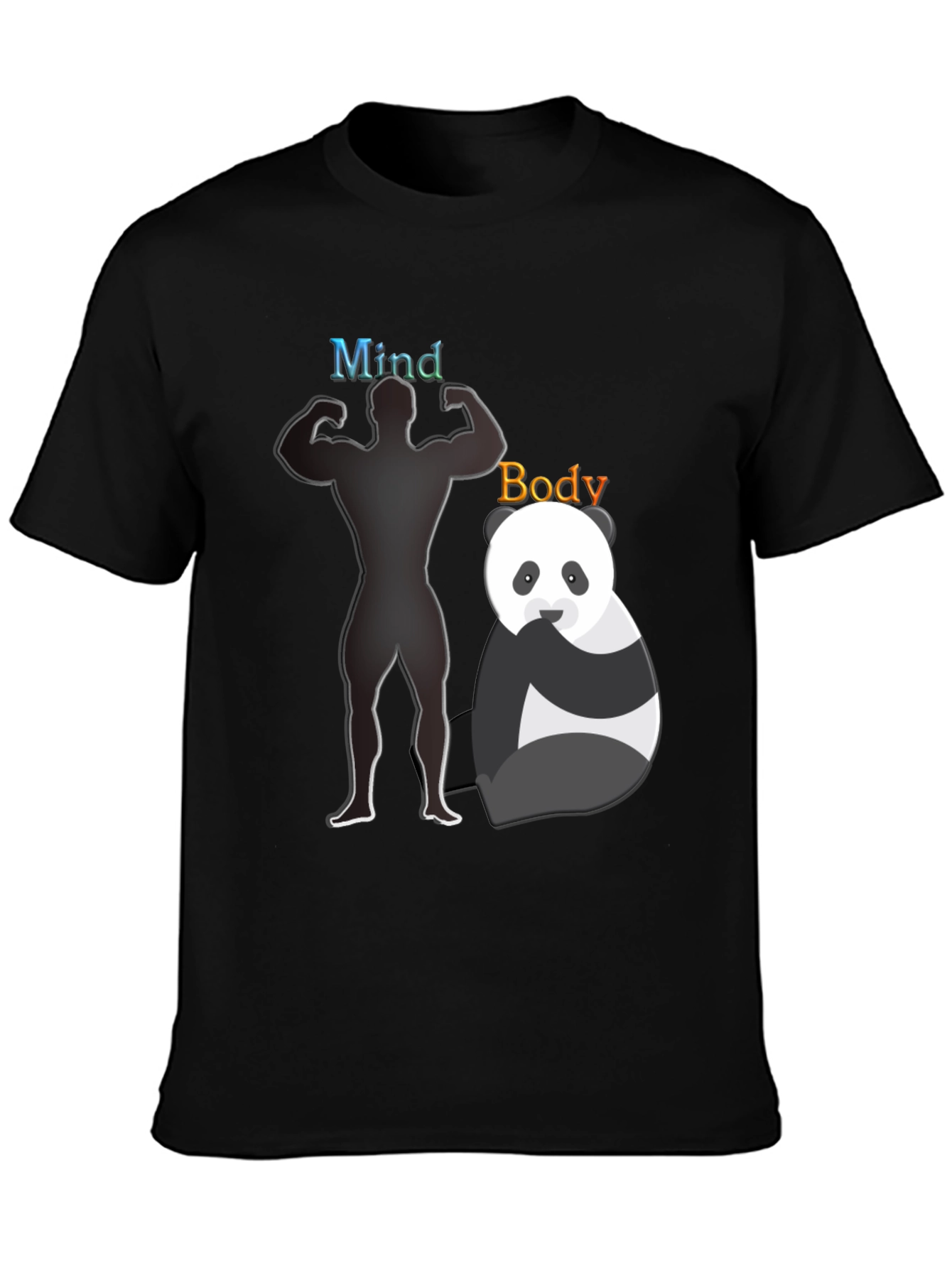 Mind and Body T-Shirt - Panda and Gym Design