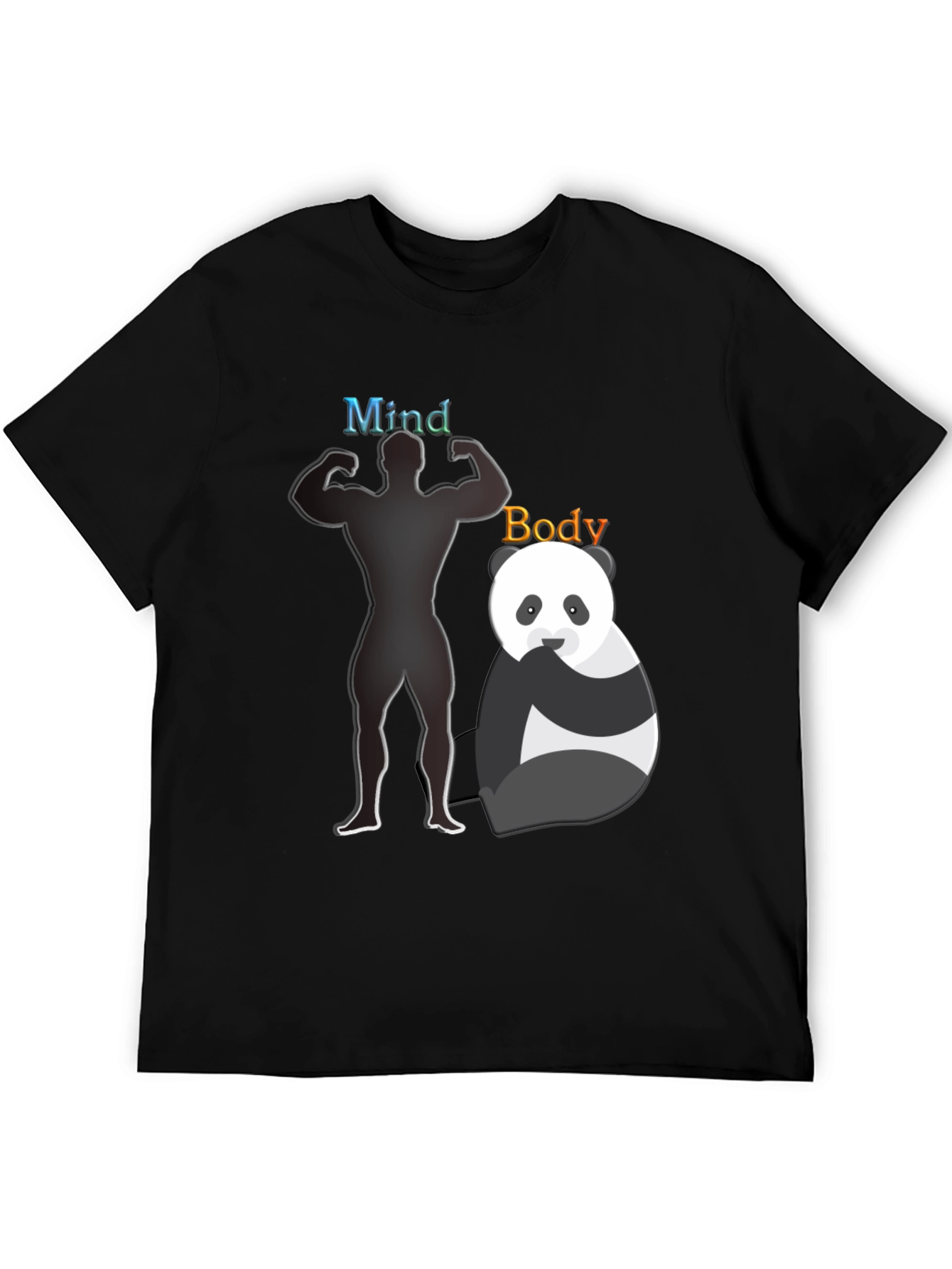 Mind and Body T-Shirt - Panda and Gym Design