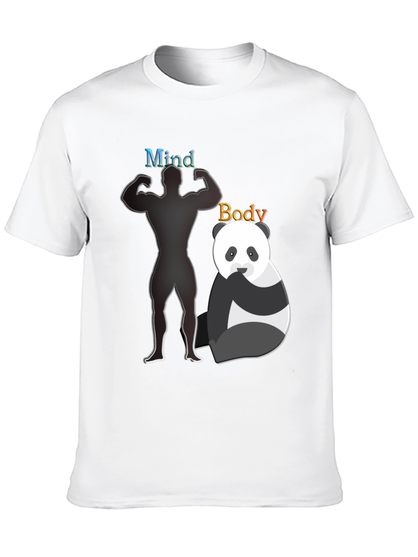 Mind and Body T-Shirt - Panda and Gym Design