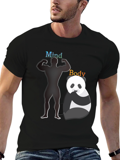 Mind and Body T-Shirt - Panda and Gym Design