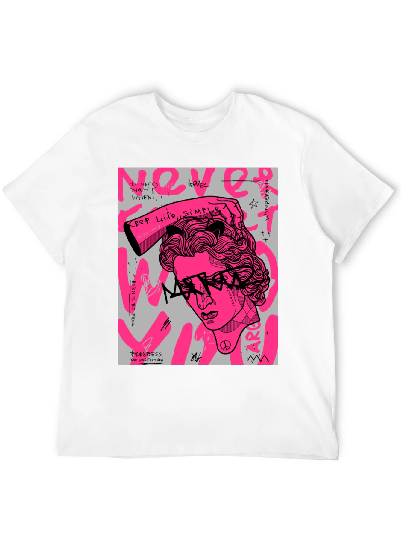 Edgy Graphic Print Mens Black T-Shirt