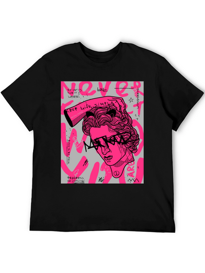 Edgy Graphic Print Mens Black T-Shirt