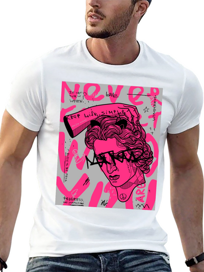 Edgy Graphic Print Mens Black T-Shirt