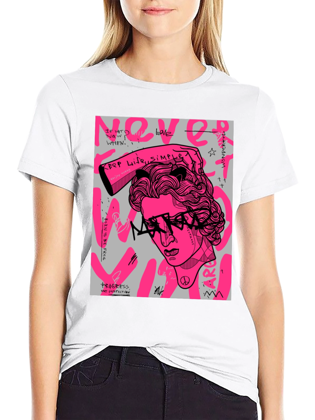 Edgy Graphic Print Mens Black T-Shirt