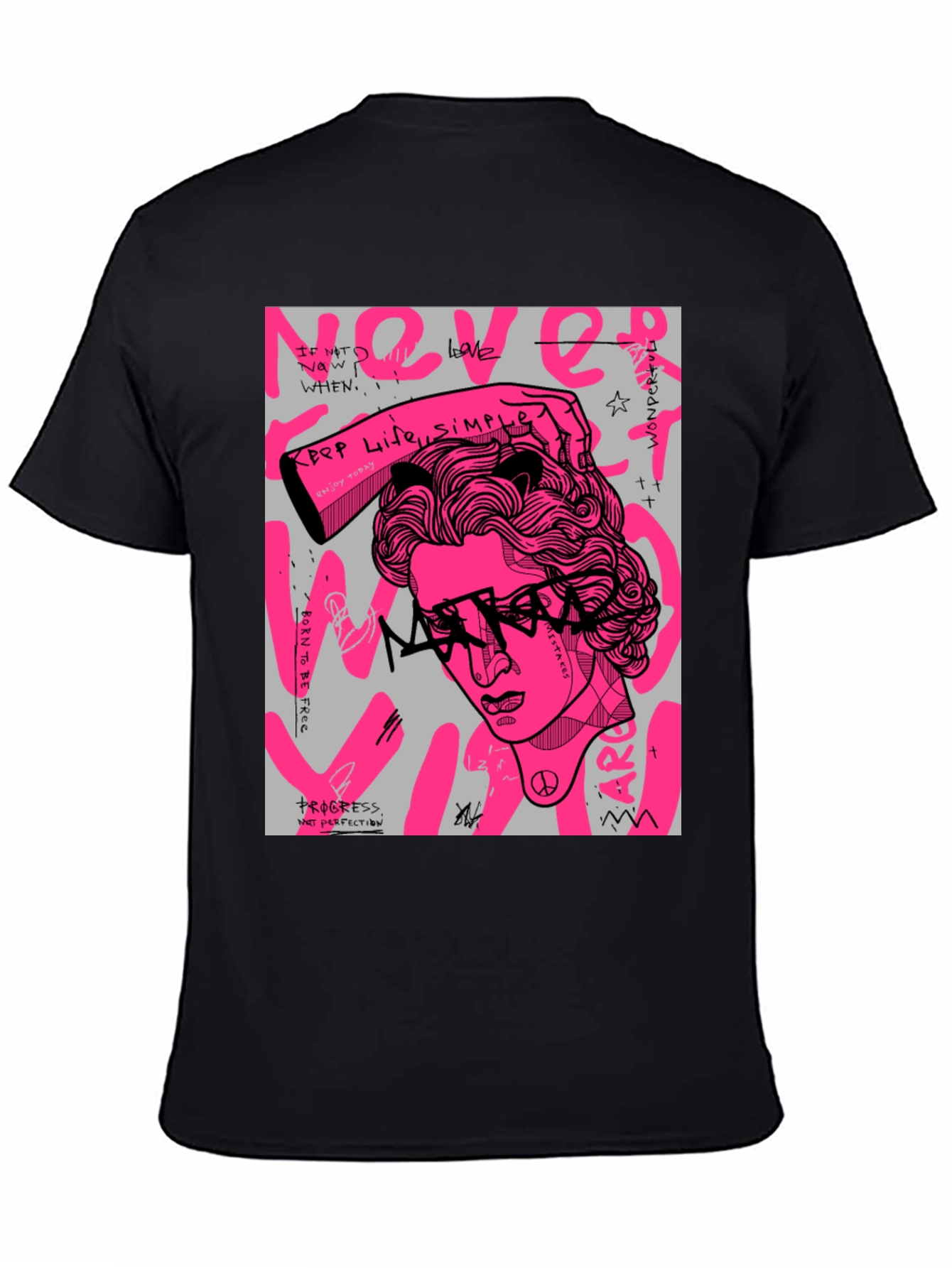 Edgy Graphic Print Mens Black T-Shirt