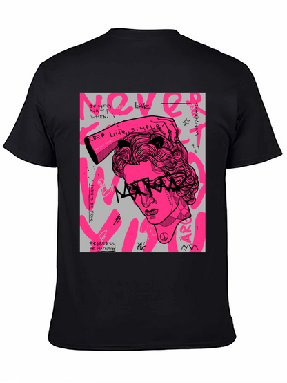Edgy Graphic Print Mens Black T-Shirt