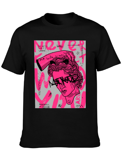 Edgy Graphic Print Mens Black T-Shirt