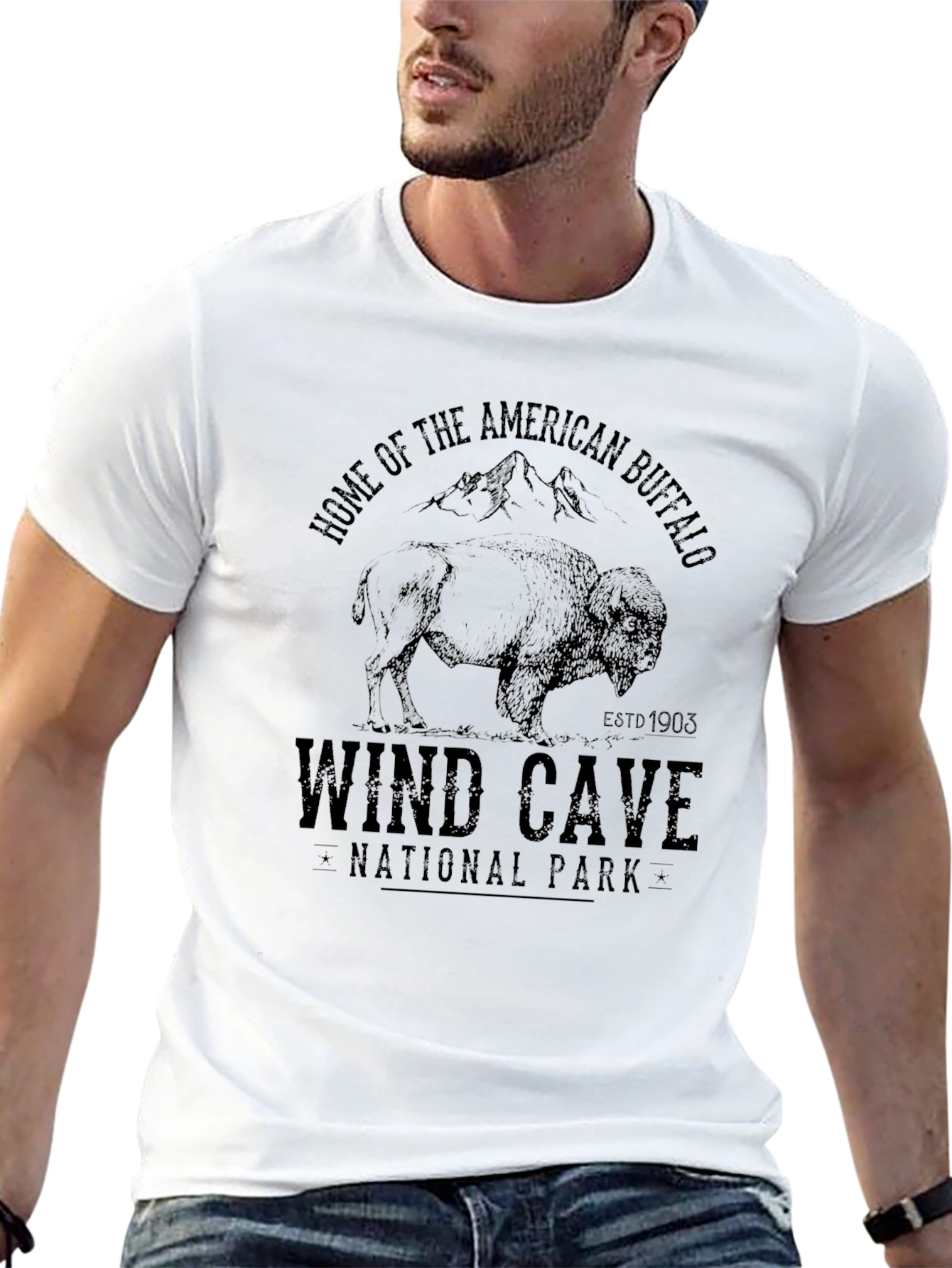Wind Cave National Park Buffalo Black T-Shirt