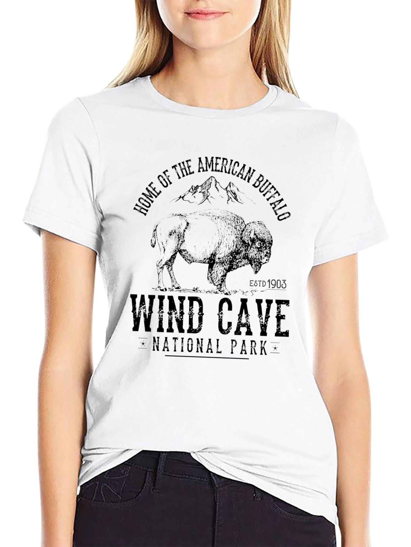 Wind Cave National Park Buffalo Black T-Shirt
