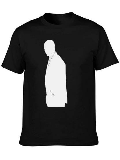 Mens Black T-Shirt with White Silhouette Design