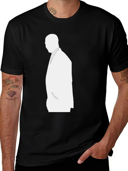 Mens Black T-Shirt with White Silhouette Design