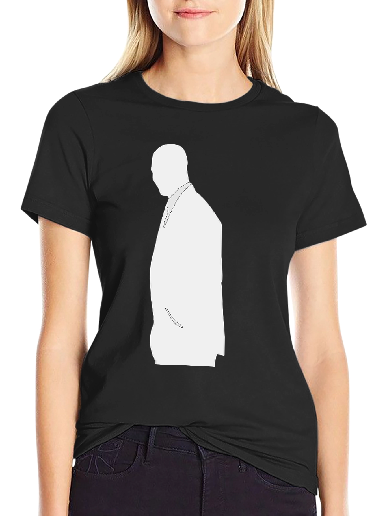 Mens Black T-Shirt with White Silhouette Design