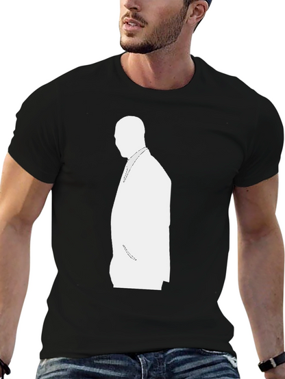 Mens Black T-Shirt with White Silhouette Design