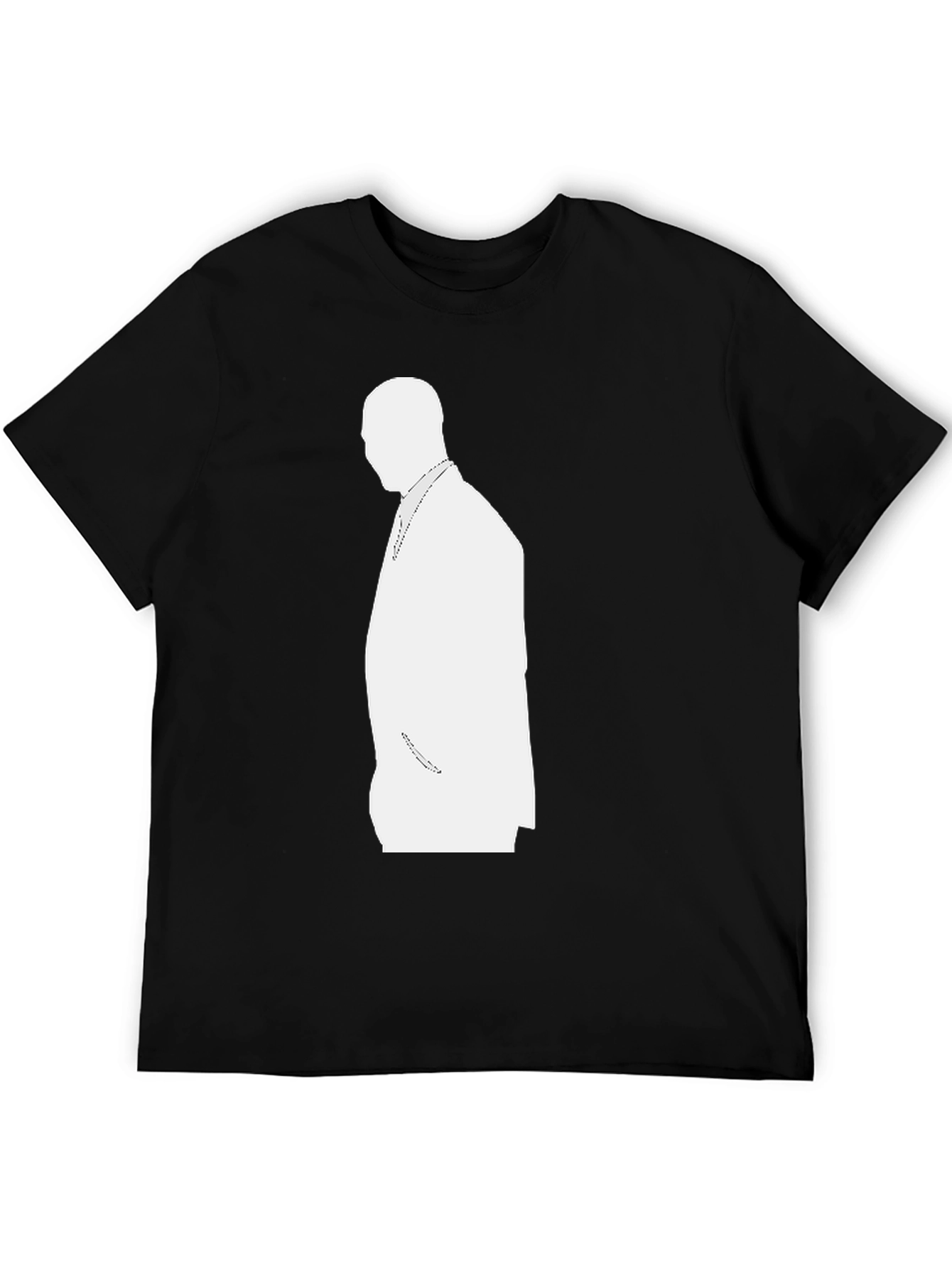 Mens Black T-Shirt with White Silhouette Design