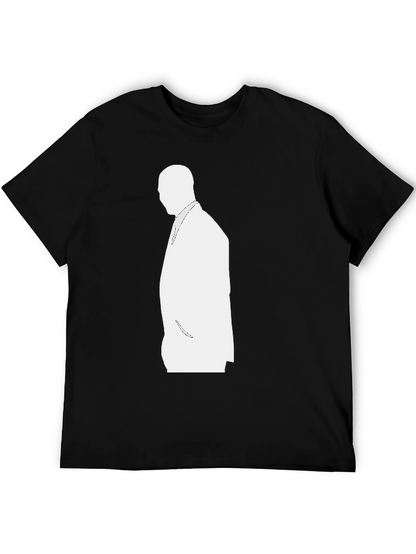 Mens Black T-Shirt with White Silhouette Design