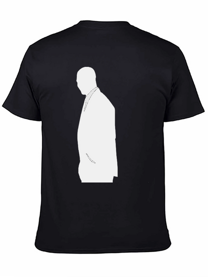 Mens Black T-Shirt with White Silhouette Design
