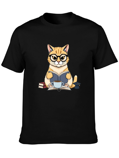 Cat Lover T-Shirt - Bookish Feline Design