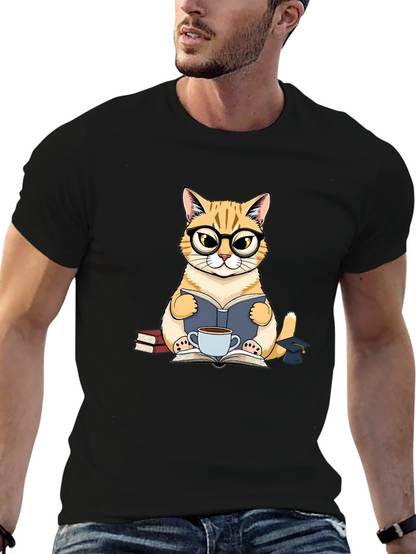 Cat Lover T-Shirt - Bookish Feline Design