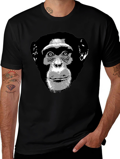 Chimpanzee Graphic Print Black T-Shirt