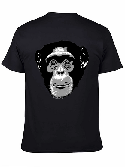 Chimpanzee Graphic Print Black T-Shirt