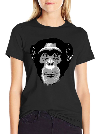 Chimpanzee Graphic Print Black T-Shirt