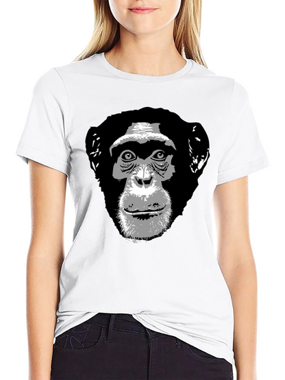 Chimpanzee Graphic Print Black T-Shirt
