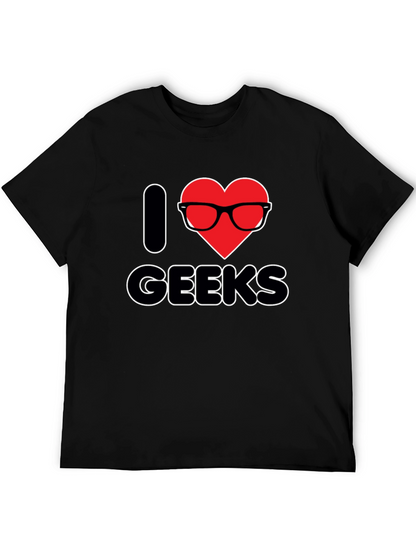 I Heart Geeks T-Shirt - Black Graphic Tee