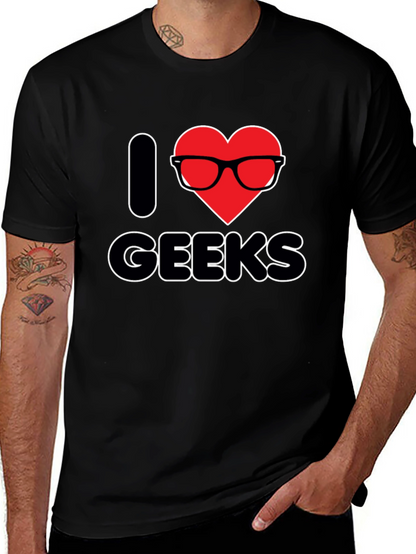 I Heart Geeks T-Shirt - Black Graphic Tee