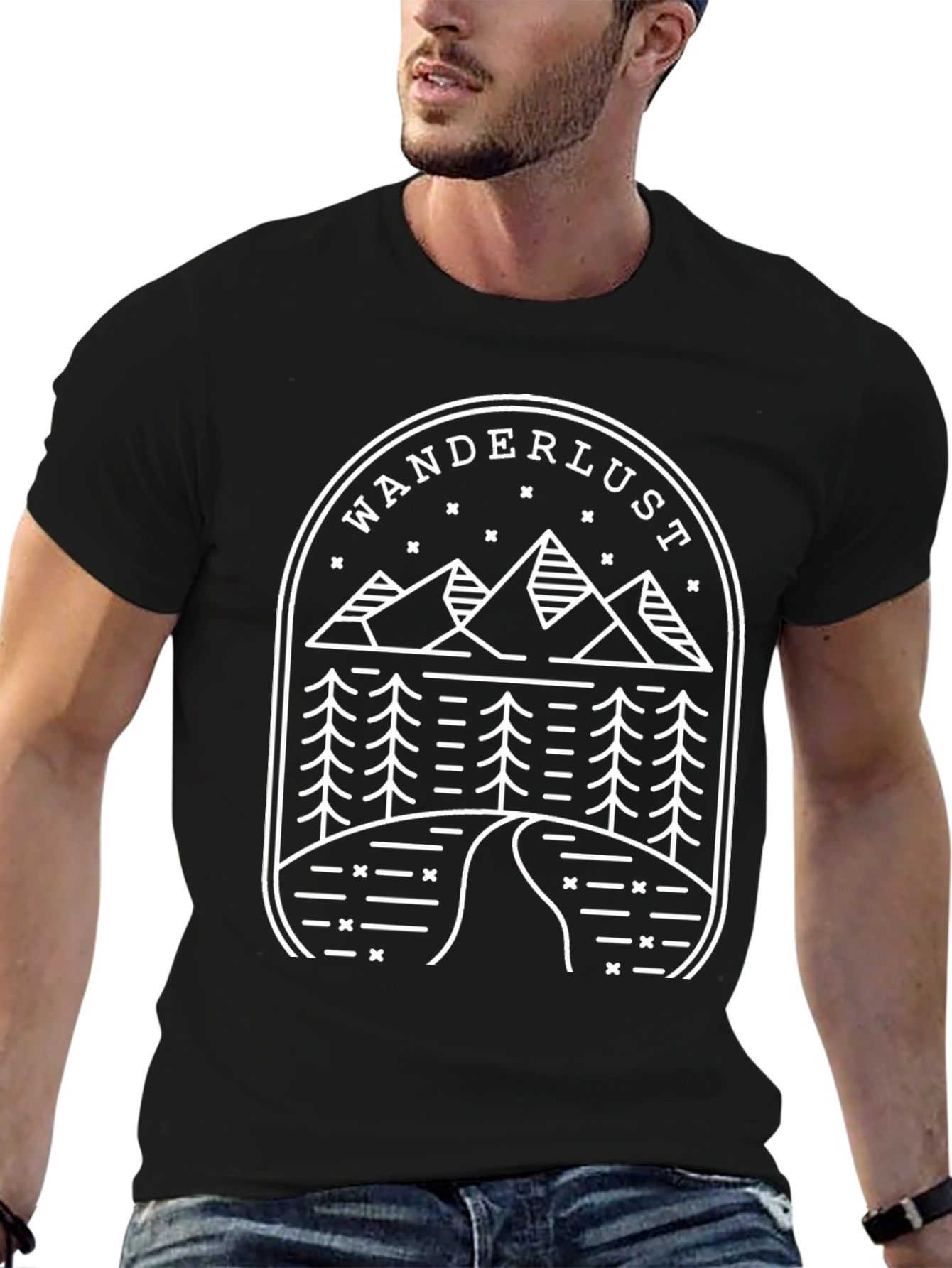 Wanderlust Mountain Graphic Tee - Black
