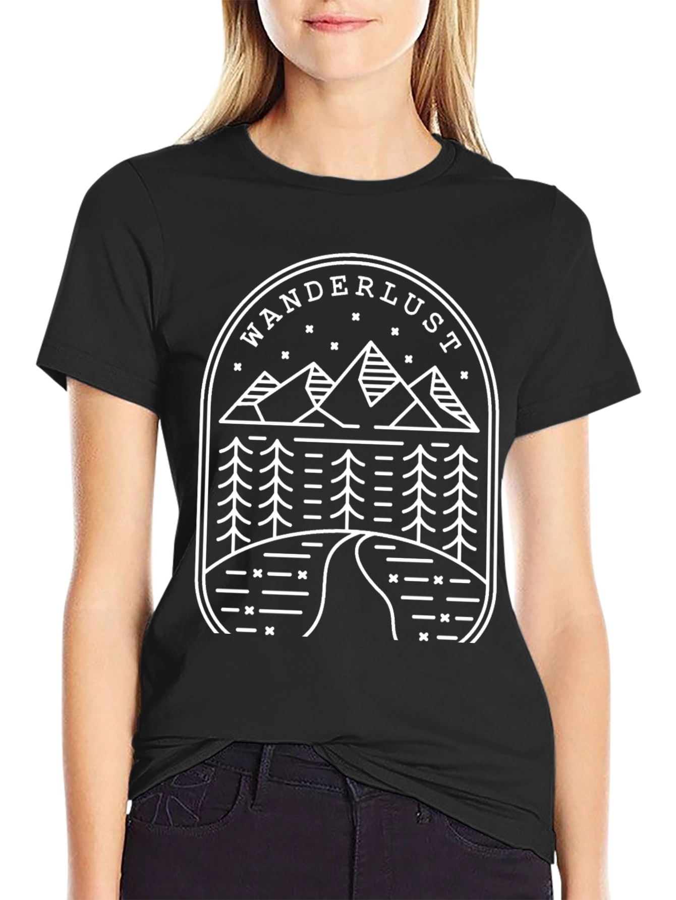 Wanderlust Mountain Graphic Tee - Black