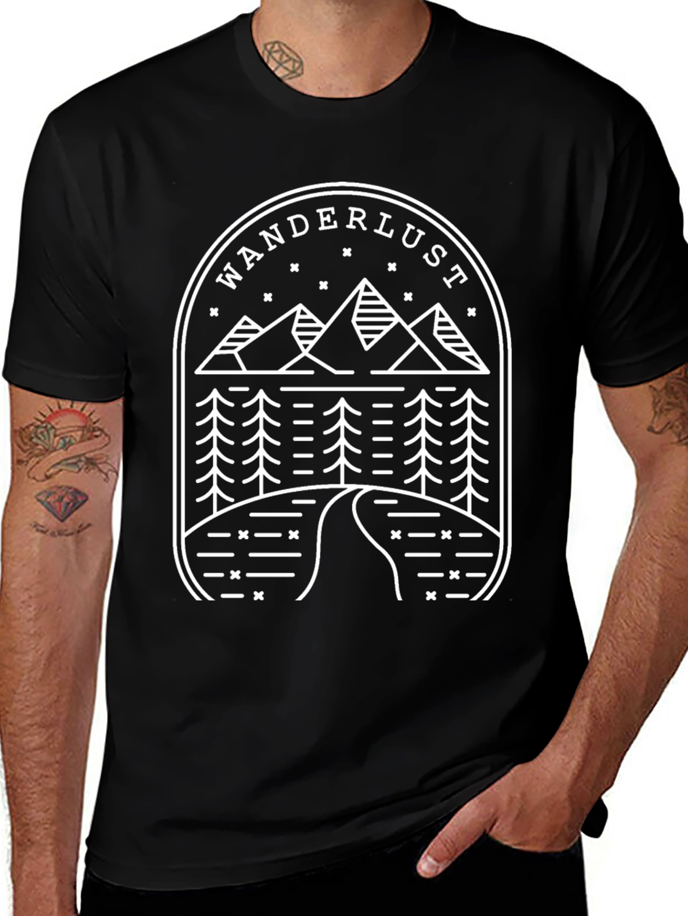 Wanderlust Mountain Graphic Tee - Black