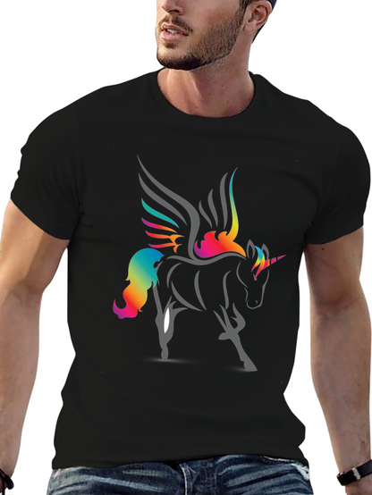 Rainbow Unicorn Graphic T-Shirt - Black