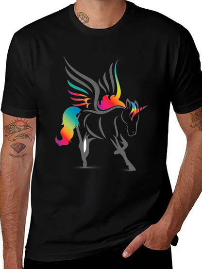 Rainbow Unicorn Graphic T-Shirt - Black