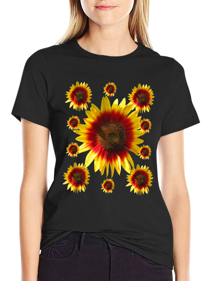 Sunflower Graphic Print Black Tee