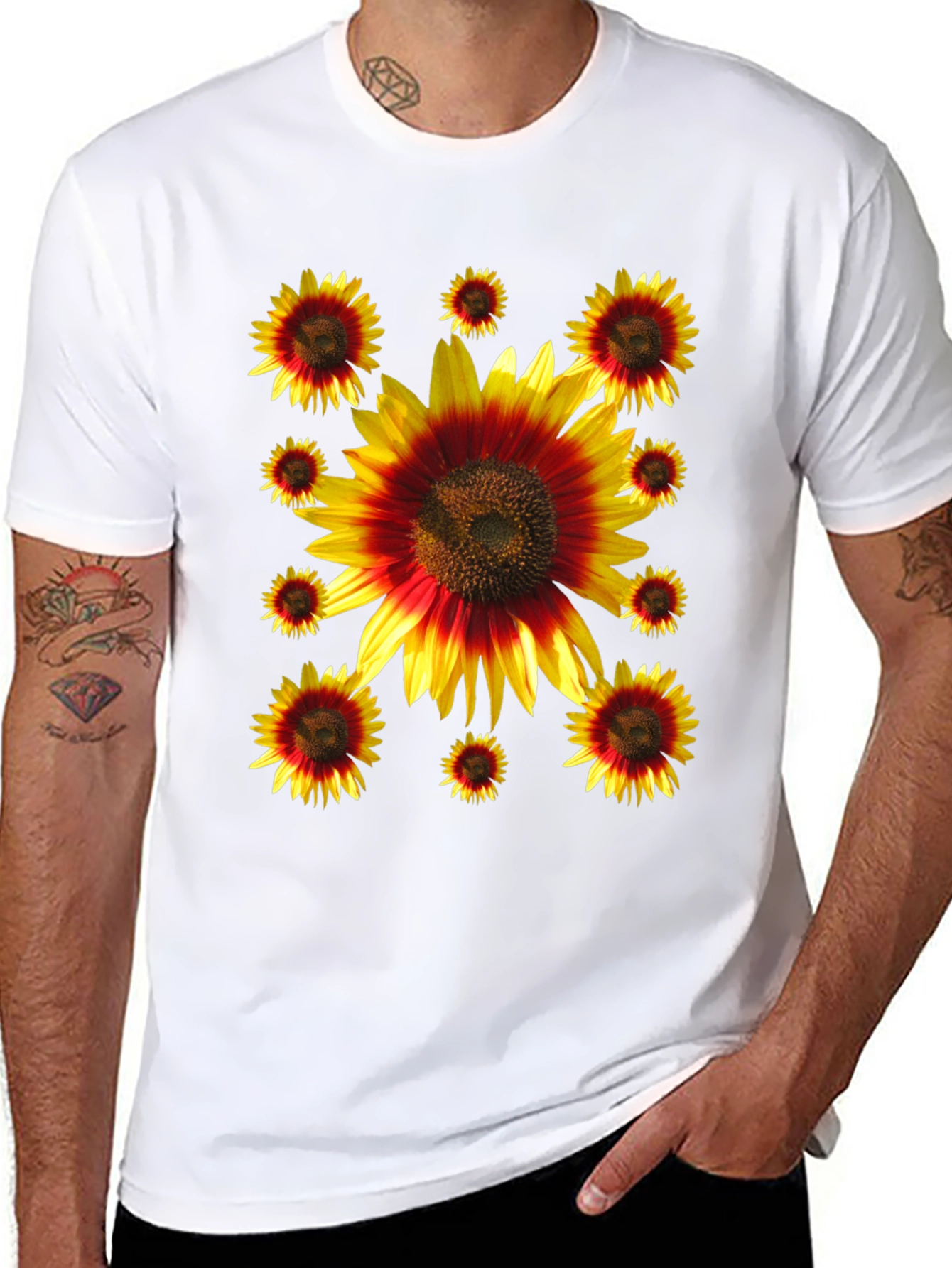 Sunflower Graphic Print Black Tee