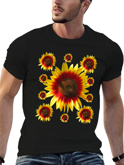 Sunflower Graphic Print Black Tee