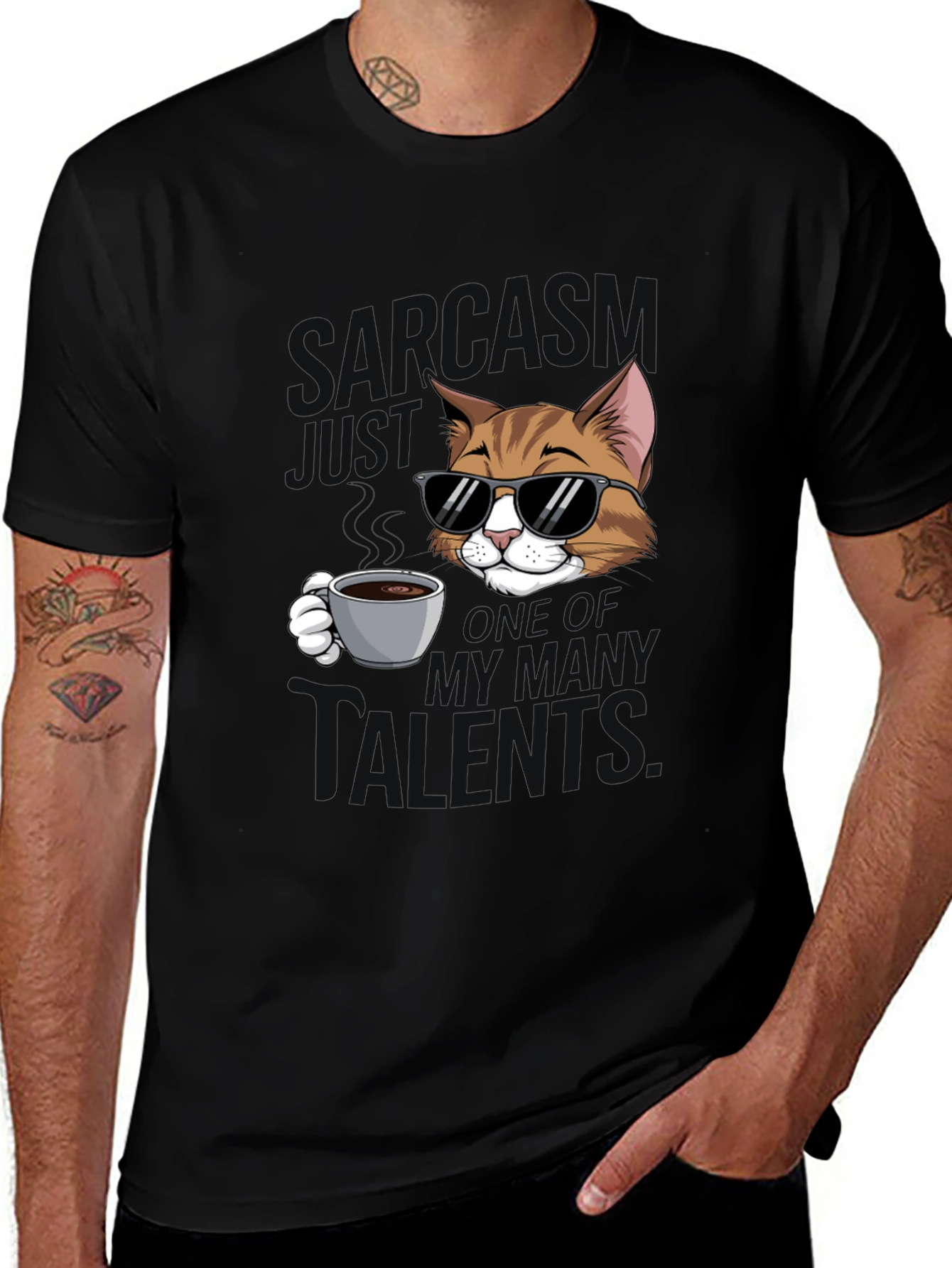 Sarcasm Cat Graphic T-Shirt