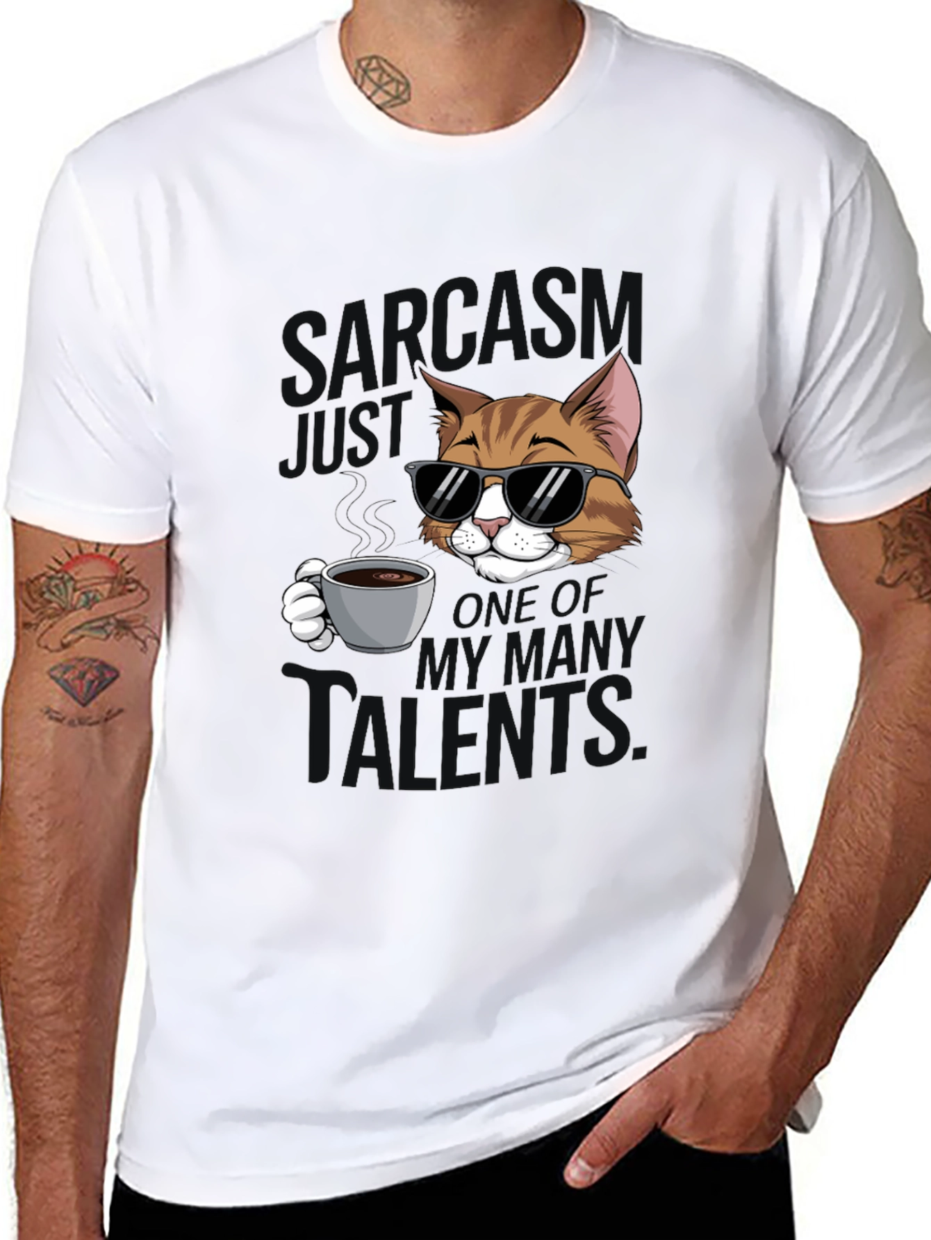 Sarcasm Cat Graphic T-Shirt