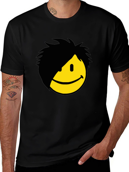 Emo Smiley Graphic Tee - Black