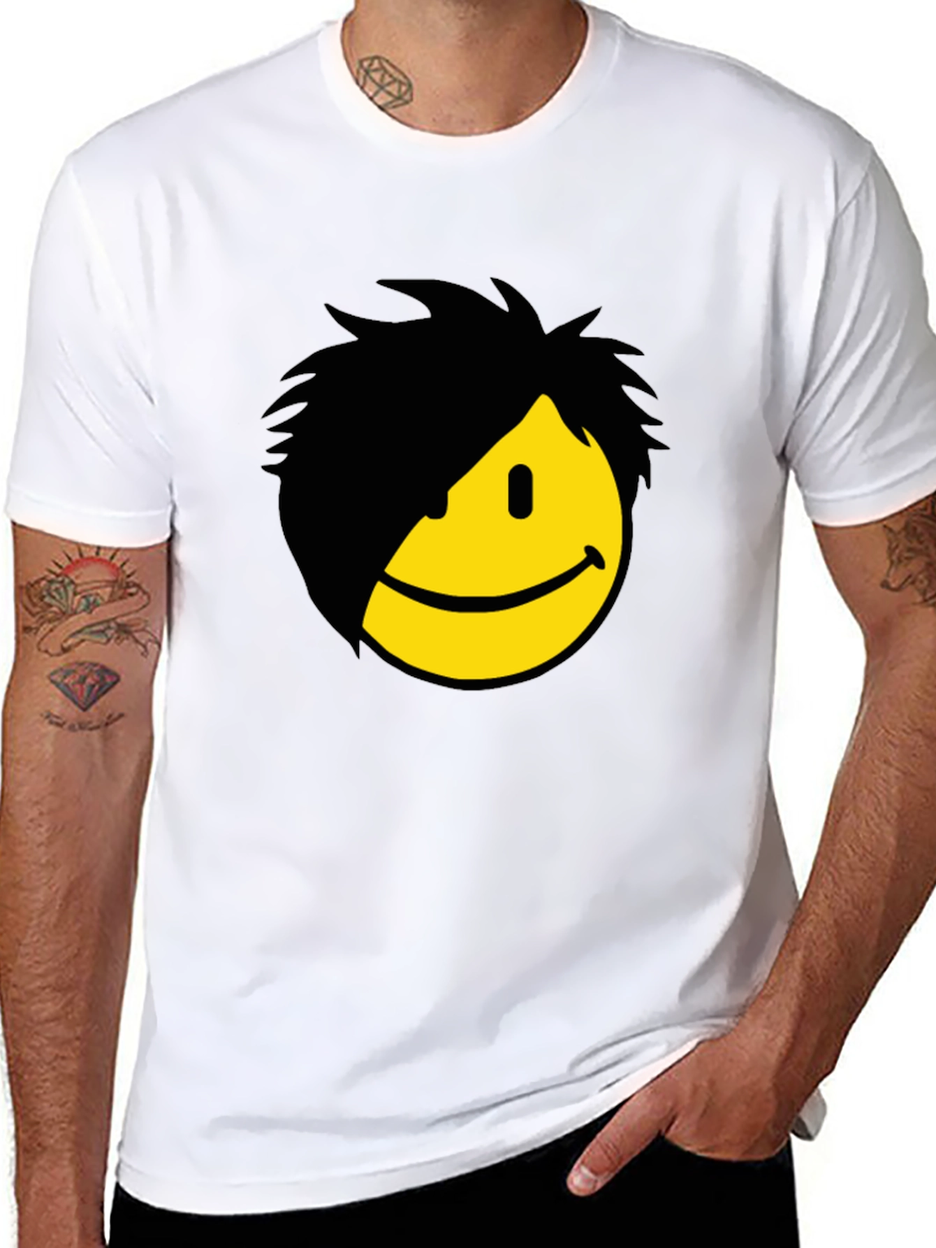 Emo Smiley Graphic Tee - Black