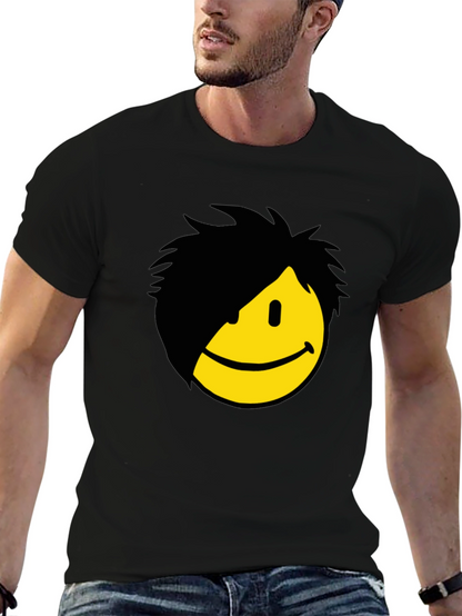 Emo Smiley Graphic Tee - Black