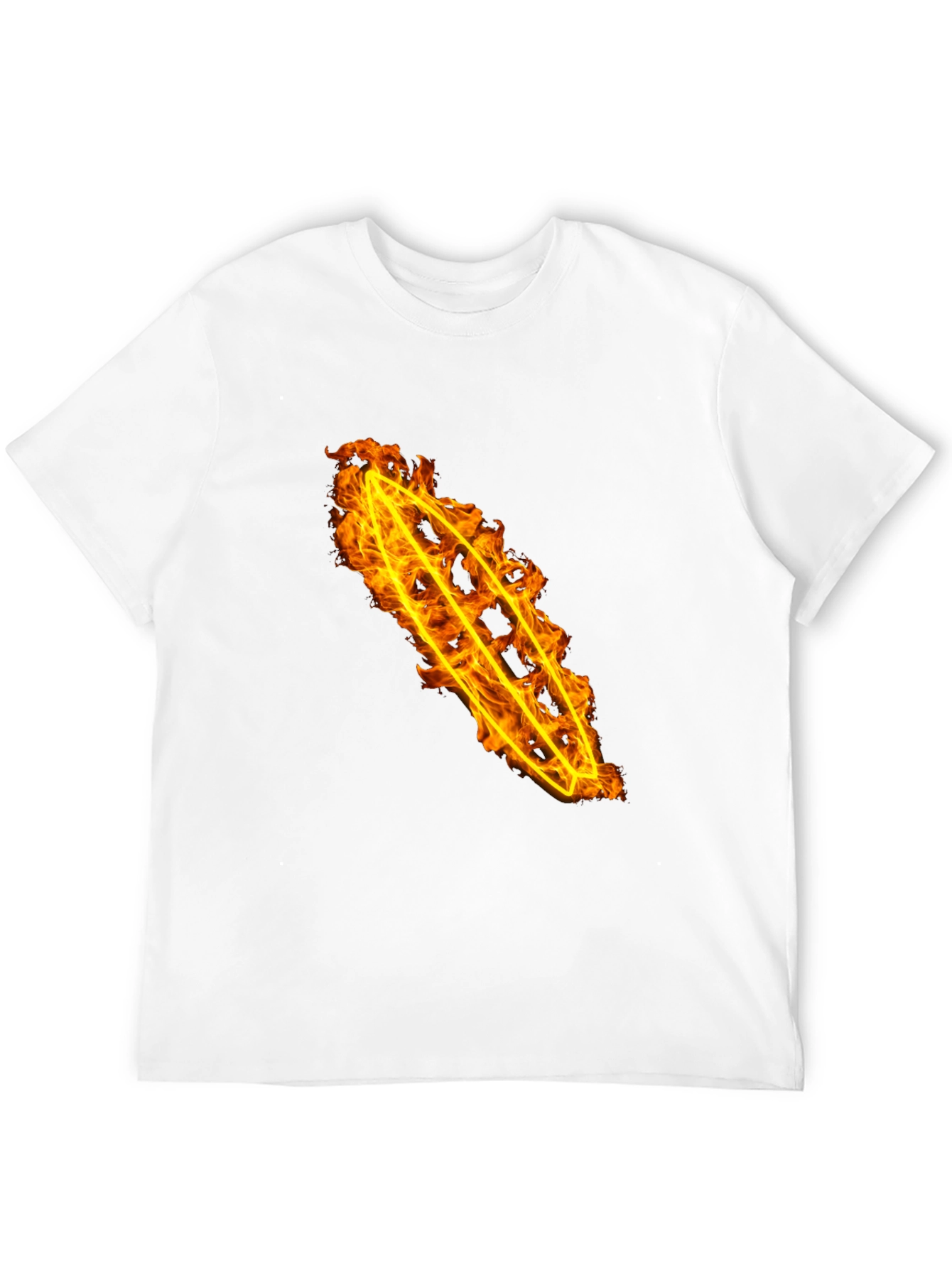 Fiery Flame Design Black Cotton Tee