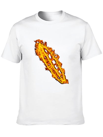 Fiery Flame Design Black Cotton Tee