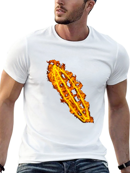 Fiery Flame Design Black Cotton Tee